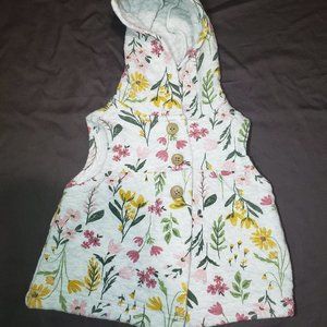 Floral Vest With Hood Quilted Design Button Up Carters Size 6 Month Size